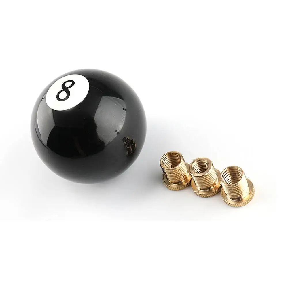 

Black 8 eight Pool Billiard Ball Gear Shift Knob w/ Adapter Universal Vehicle AT/MT Shifter Lever Head