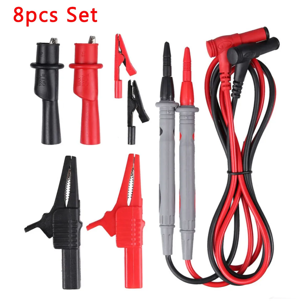 

8Pcs 1000V 10A Probe Test Lead Pin Kit Alligator Clips For Fluke Clamp Digital Multimeter Cable Needle-tip Multi Meter Tester