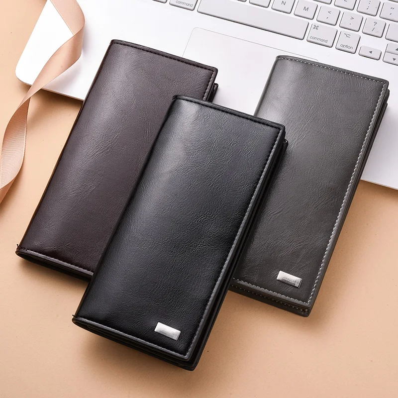 

Long Purse Bag Man Wallet Business Men's Thin Leather Wallet Luxury Brand Design Handy Slim Male Wallet Card Holder