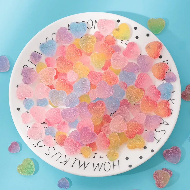 

5pcs/50pcs Nails Decorations Resin Accessories Cartoon Cute Candy Color Hear Diy Mobile Phone Case Refrigerator Patch Material