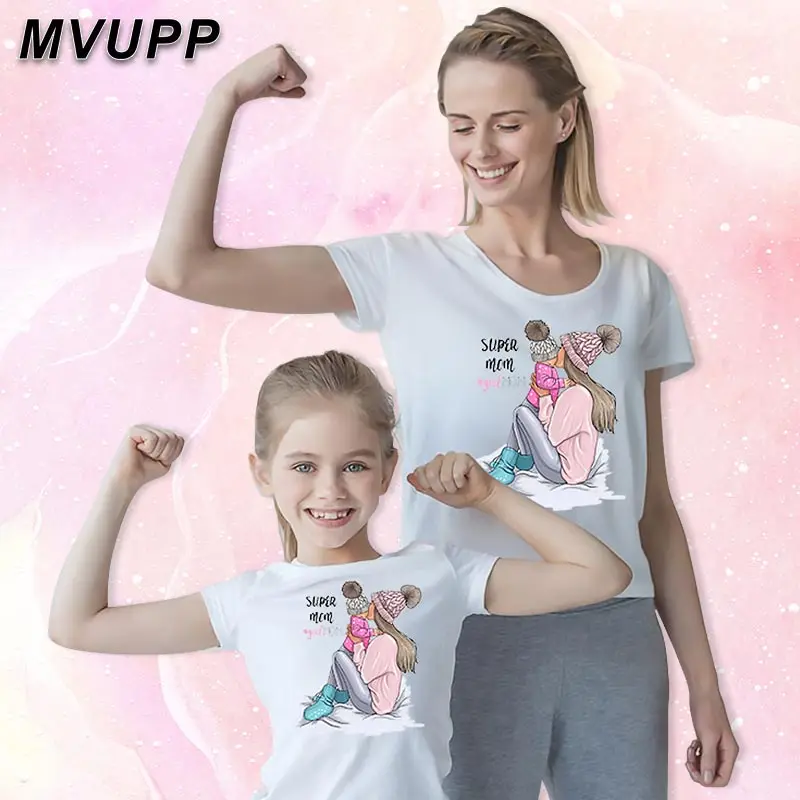MVUPP футболка для мамы и дочки подходящая ко всему Одежда семейная одежда мама
