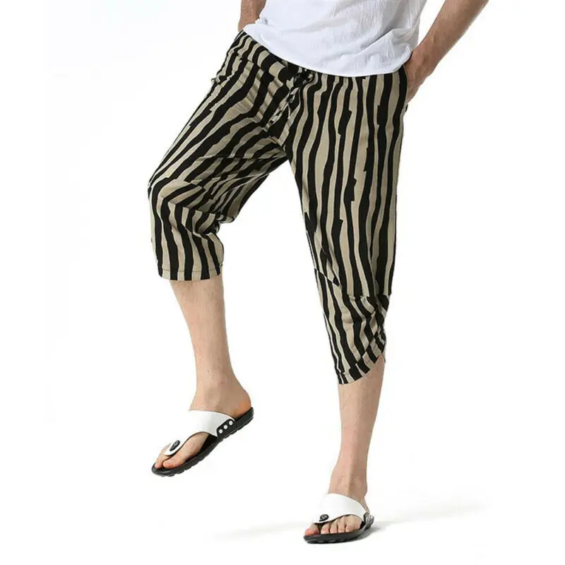 

Cofekate Men Pants Baggy Pants Casual Loose Printed Harem Trousers Bottoms Mens Calf-length Pants