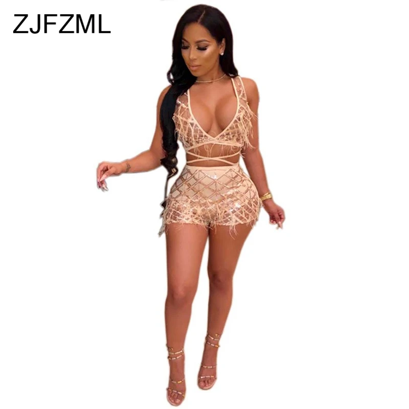 Женский сетчатый топ без рукавов с перьями и высокой талией|Спортивные костюмы| |