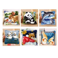animal latch hook kits diy throw pillow cover rugprinted pet pillowcase embroidery needlework craft for home decoration