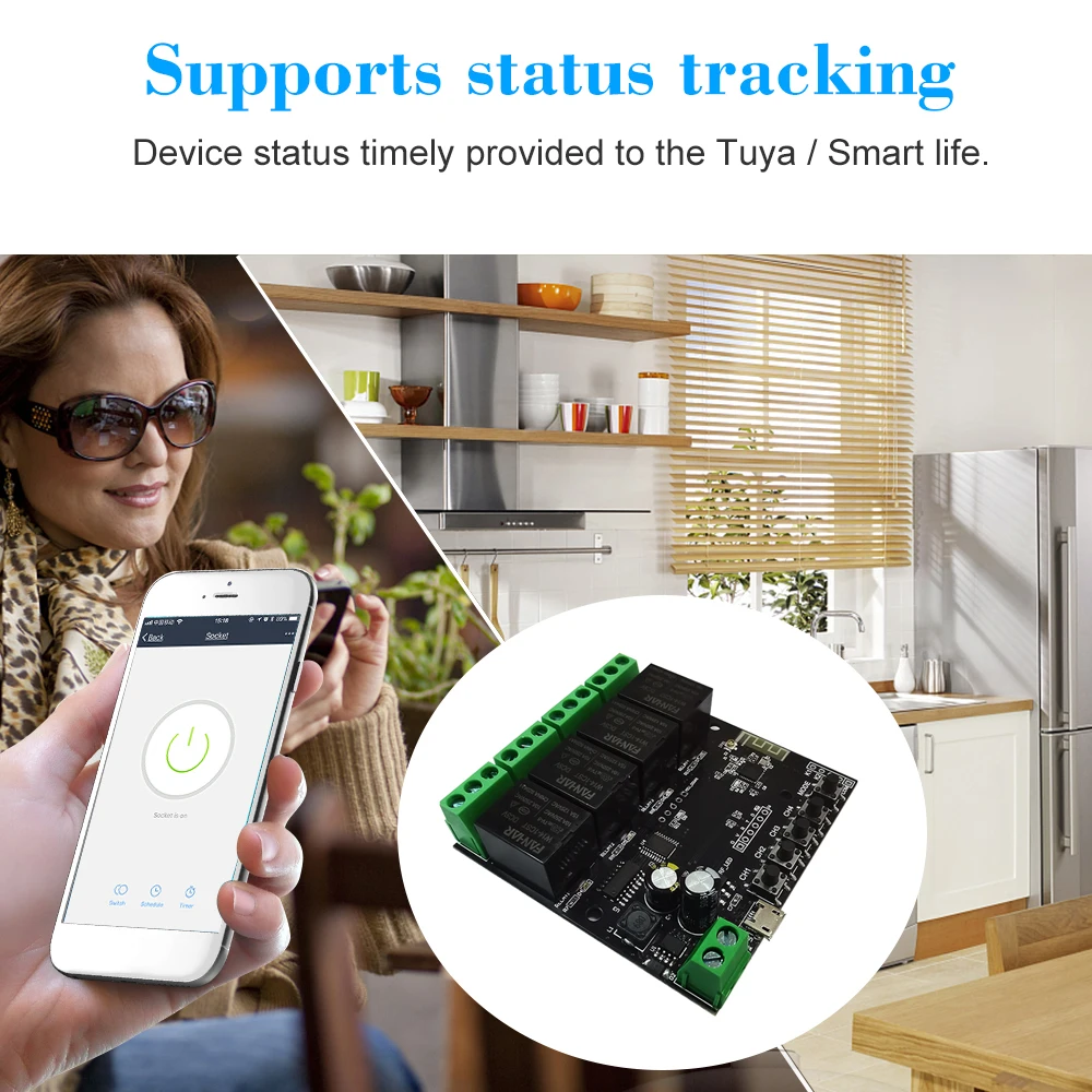 Tuya 4CH USB DC5V/7 32V WiFi переключатель беспроводной релейный модуль Функция
