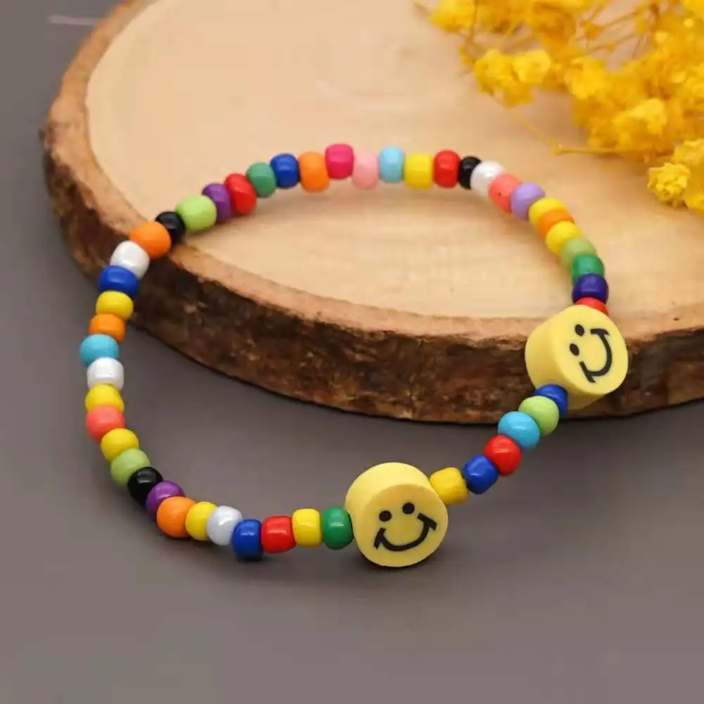 

Bohemian Stretch Suede Smiley Smile Womens Bracelet For Female Girl Couple Bracelets Christmas Anniversary Gift Jewelry Set