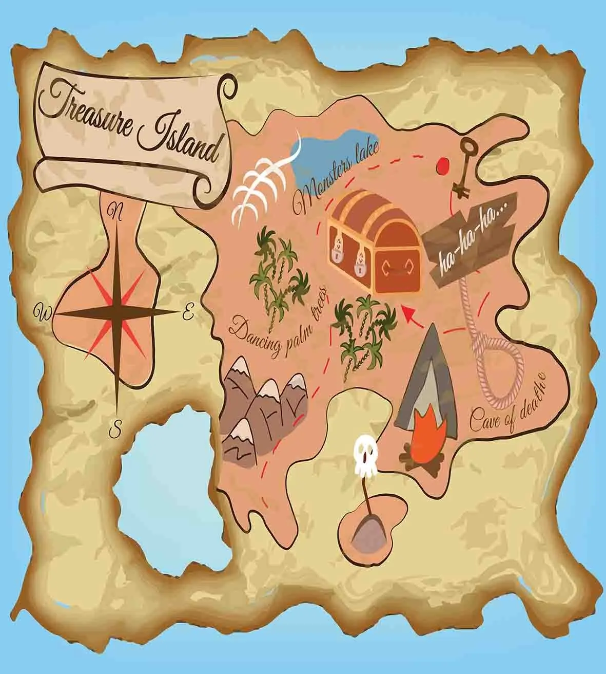 Набор постельного белья из 3 предметов с изображением карты острова