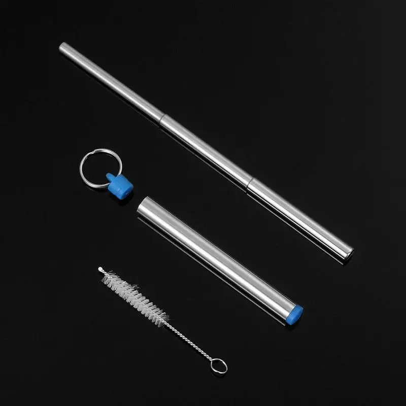 

1PCS Portable Steel Telescopic Drinking Straw Straw 1 And Straws Reusable Case With Brush Metal Carrying Tr Metal T4O7