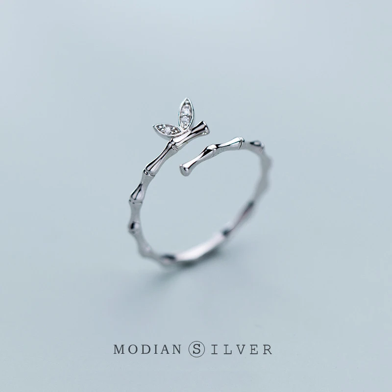 Modian Искрящиеся циркониевые милые крылья бабочки с узелковым кольцом для женщин