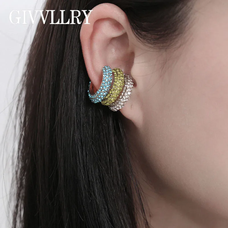 Женские серьги с разноцветными кристаллами C клипсы розового и белого цвета в