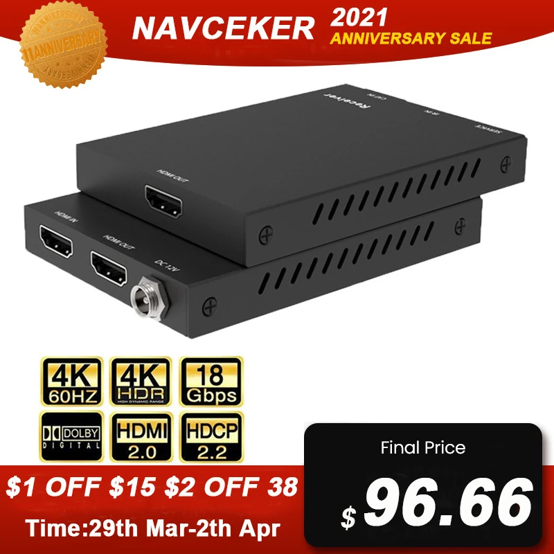 2020 18 Гбит/с HDMI удлинитель 4K IR x 2K @ 60 Гц 2 порта 0 петля передатчик приемник более Cat6