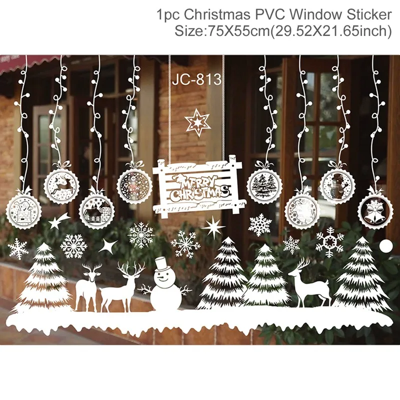 Window sticker 5 Новогодние наклейки на окно веселого Рождества Декор для дома Санта Клаус Наклейка на стену Рождественский орнамент Рождественский год подарки - Цвет: Window sticker 5