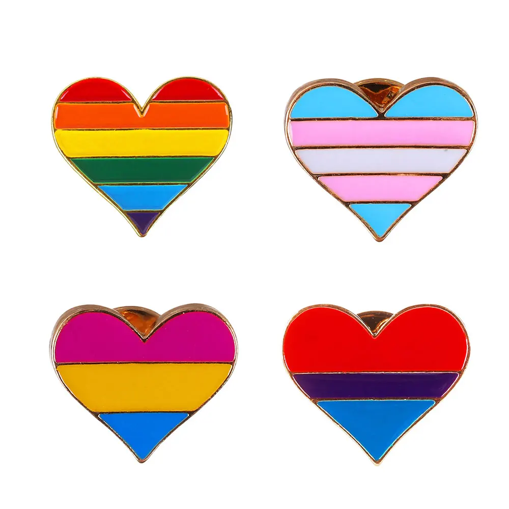 Броши для одежды эмалированные булавки в форме радужного сердца Значки геев
