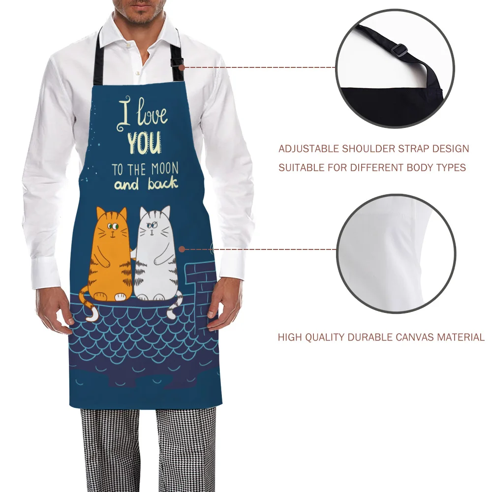 Кухонный Фартук с изображением двух кошек ночные фартуки из парусины без рукавов
