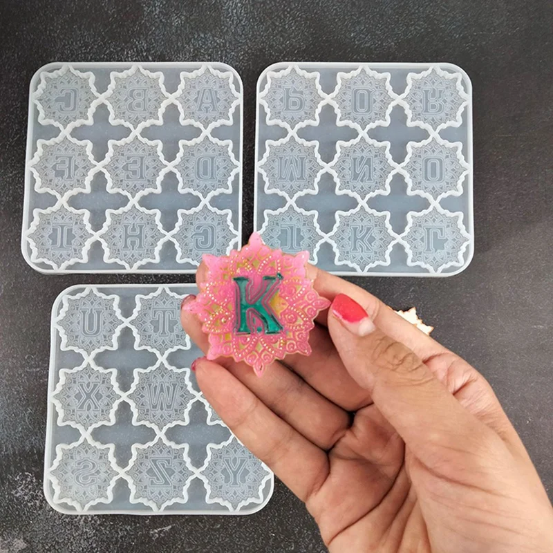 

English Alphabet Silicone Mold Diy Keychain Phone Back Sticker Epoxy Mold Pattern Necklace Pendant Mold