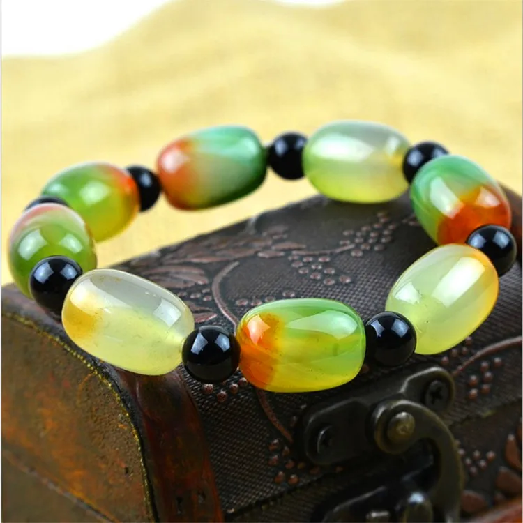 Браслет из черного агата и нефрита мужской женский браслет натурального