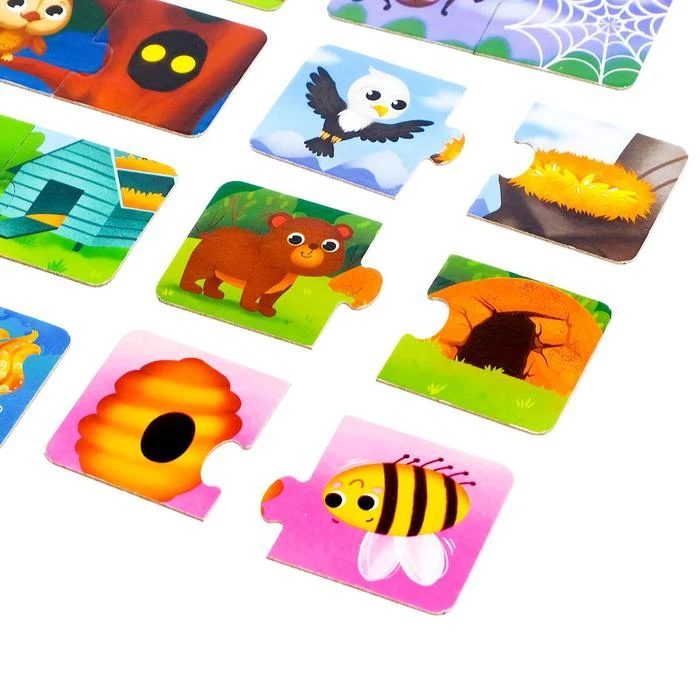 Макси-пазлы в металлической коробке Кто где живёт? парные 36 деталей | Игрушки и