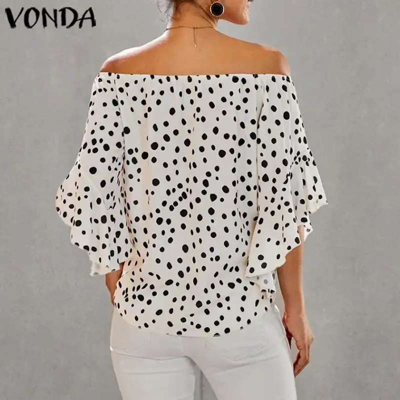 Женские блузки и топы в горошек VONDA летние богемные блузы с открытыми плечами