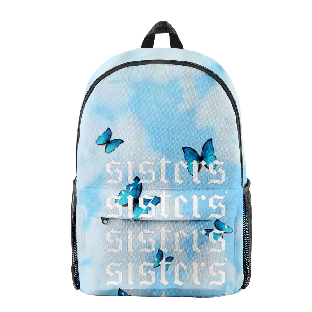 

Fashion James Charles Blue Butterfly Sisters School Bags Boys Girls Travel Bags 3D Oxford Waterproof Notebook Shoulder Backpacks