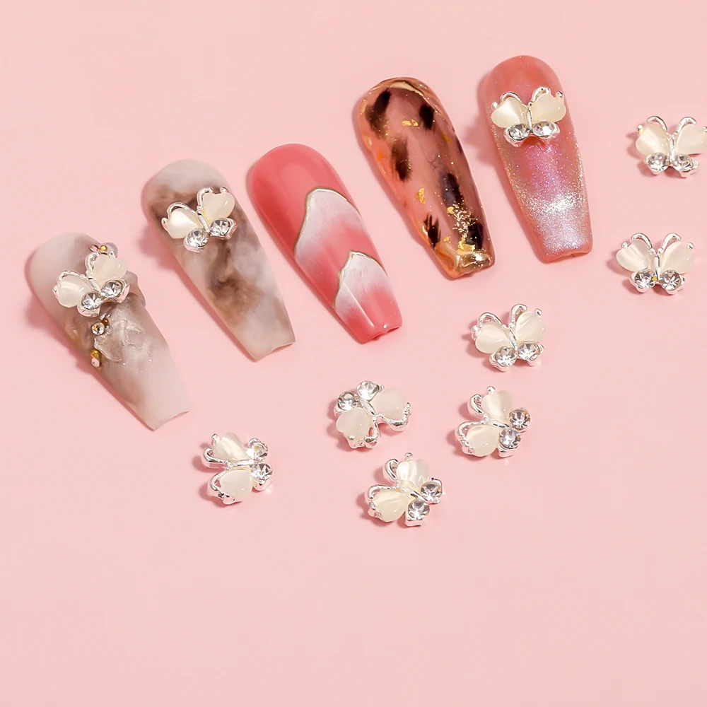 

10pcs Butterfly Nail Pendant AAA Cubic Zirconia 3D Super Flash Rhinestone Crystal DIY Jewelry Professional Nail Decoration Tools