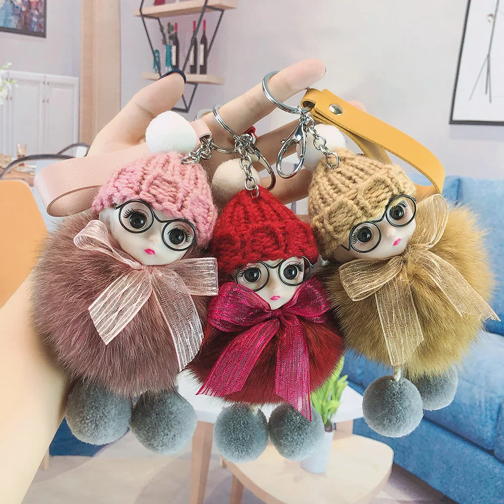 

Брелок для ключей с милыми мультяшными плюшевыми куклами, Креативные украшения для сумок, модный подарок для любимых, изысканные автомобил...