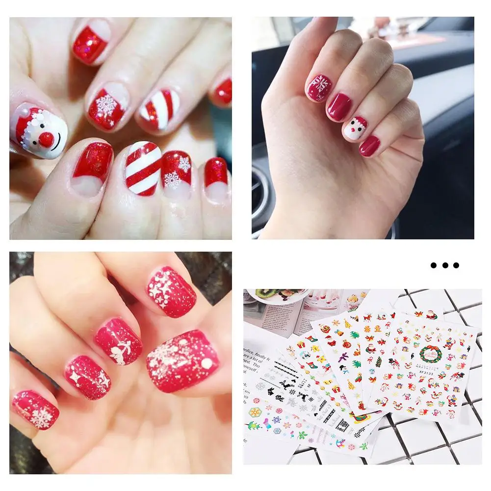 Рождественский стикер для маникюра 3D серия с рисунком из мультфильма Снежинка