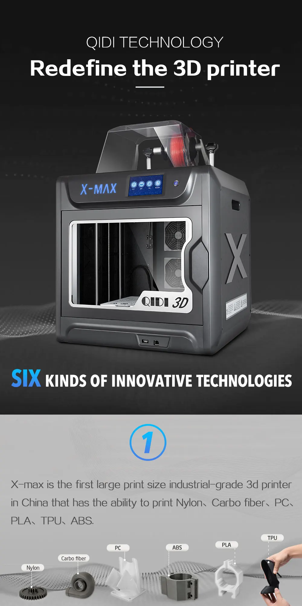 QIDI TECH X-MAX 3d принтер с высокой температурой экструдер