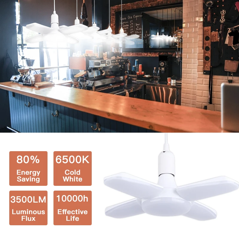220 В светодиодный светильник E27 светодиодные лампы складные лопасти вентилятора