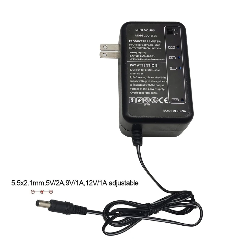

Rechargeable 5000mAh 5V 9V 12V DC Output UPS Battery Pack for WiFi Router LED