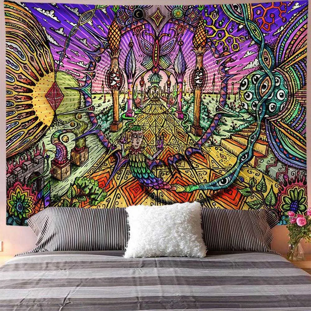 Психоделический Король Череп из полиэстера настенный гобелен для гостиной