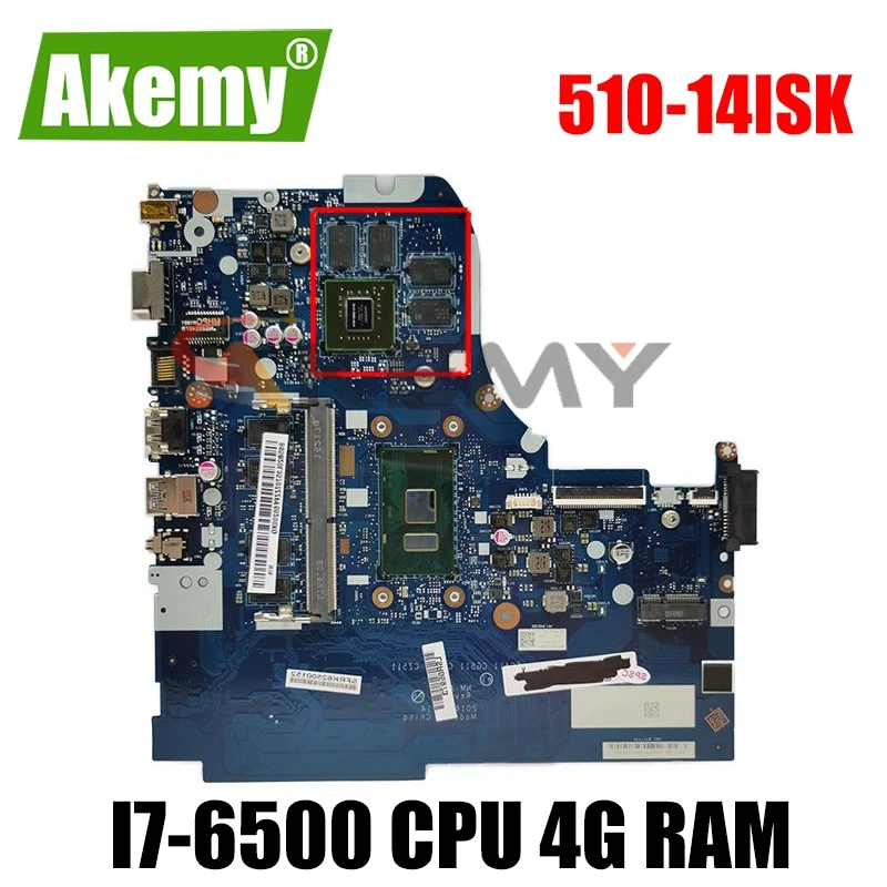 

AKemy для Lenovo Ideapad 310-14ISK 510-14ISK материнская плата портативного компьютера с I7-6500 ЦПУ 4Гб ОЗУ DDR4 NM-A751 материнская плата полный тест проведен