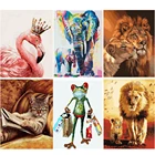 Безрамная картина с изображением кота, Льва, животных, оформление по номерам, уникальный подарок, домашнее настенное украшение 40x50, искусство
