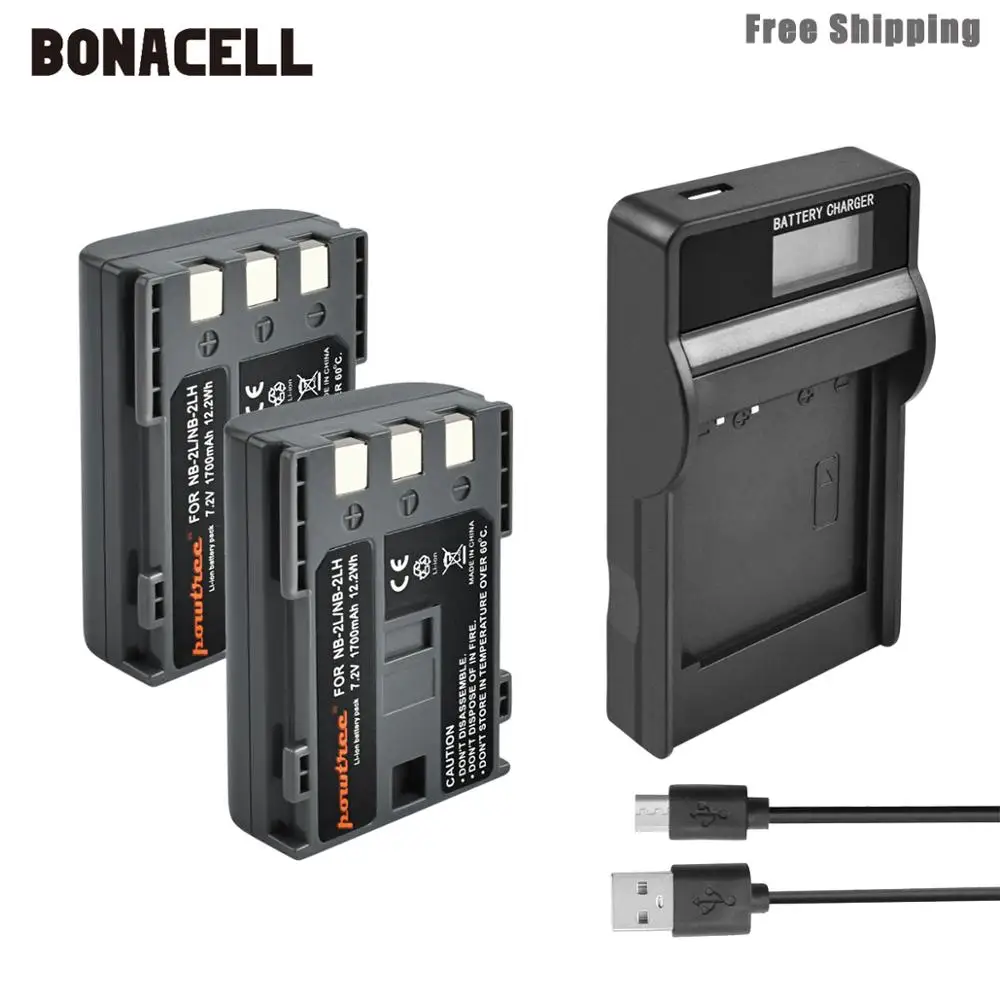 Bonacell 1700 мАч NB 2L NB2L 2LH NB2LH батарея для цифровой камеры Canon Rebel XT XTi 350D 400D G9 G7 S80 S70S30