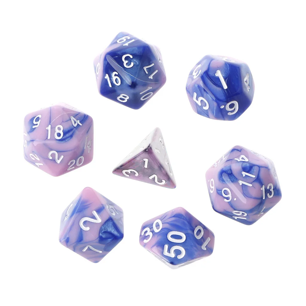 7 шт./компл. акриловые многогранные кости для TRPG настольной игры Подземелья и Драконы D4-D20