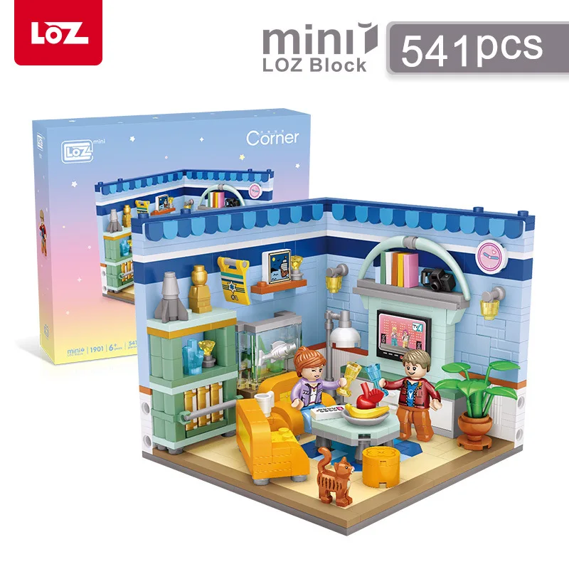 

Строительные блоки лоз мини-блоки Moc домашние угловые, модели игрушек для гостиной, детские игрушки для детской комнаты, рождественские под...
