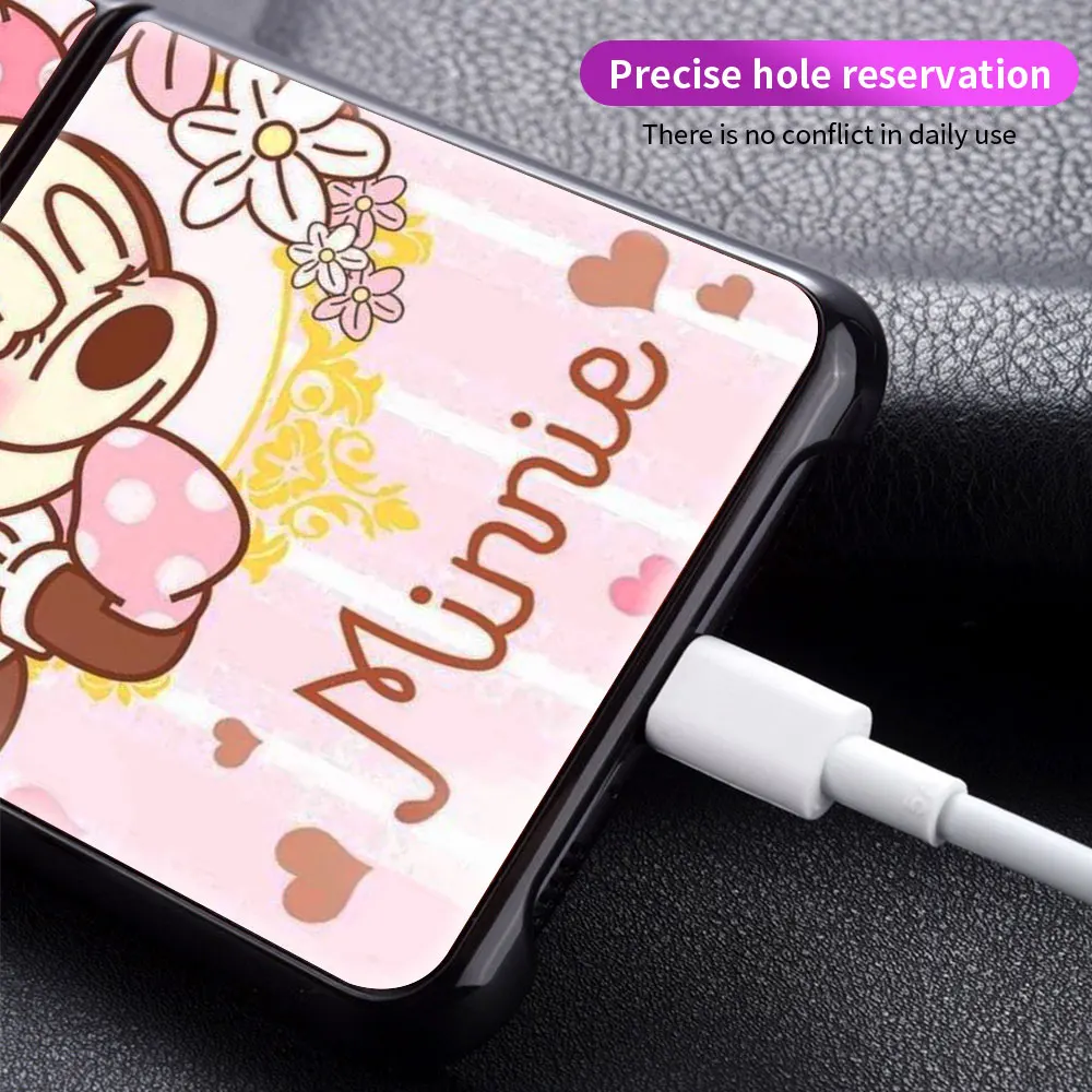 pink minnie cartoon cute shockproof cover for samsung galaxy z flip flip3 5g black phone case shell hard fundas coque capa free global shipping