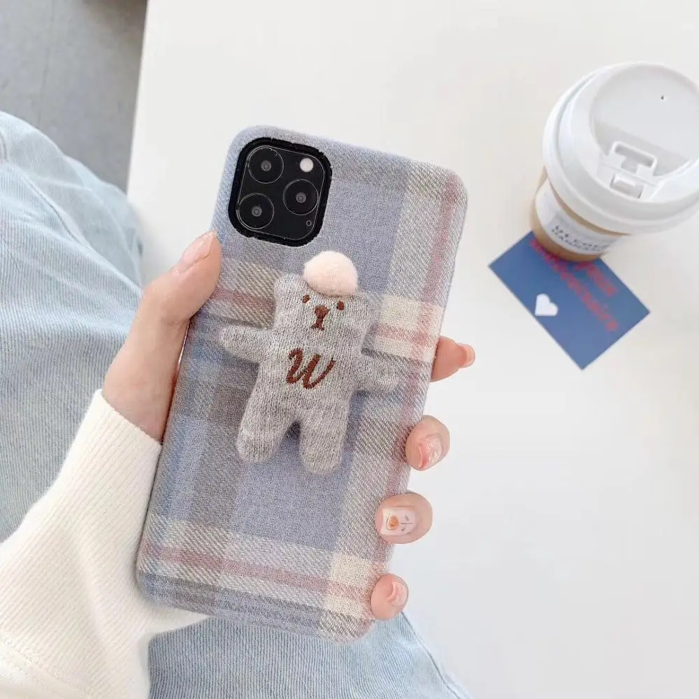 ORYKSZ 3D Ткань текстуры медведь чехол для телефона iphone 11 11Pro Max XR X Xs 7 8 6 6s plus ультра