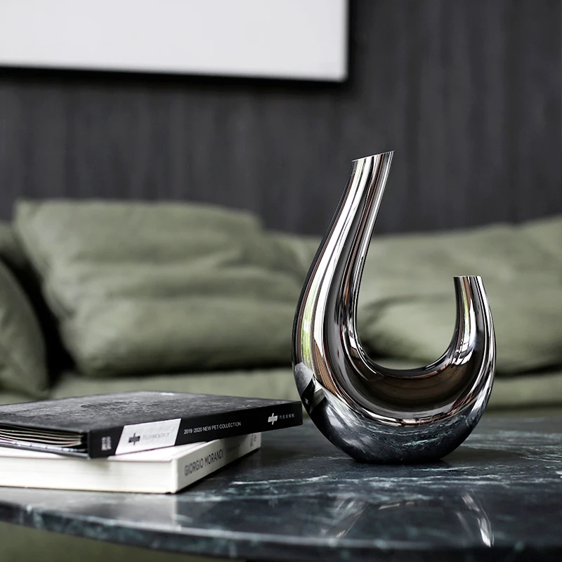 Современная посеребрённая U-образная стеклянная ваза для гостиной Искусство