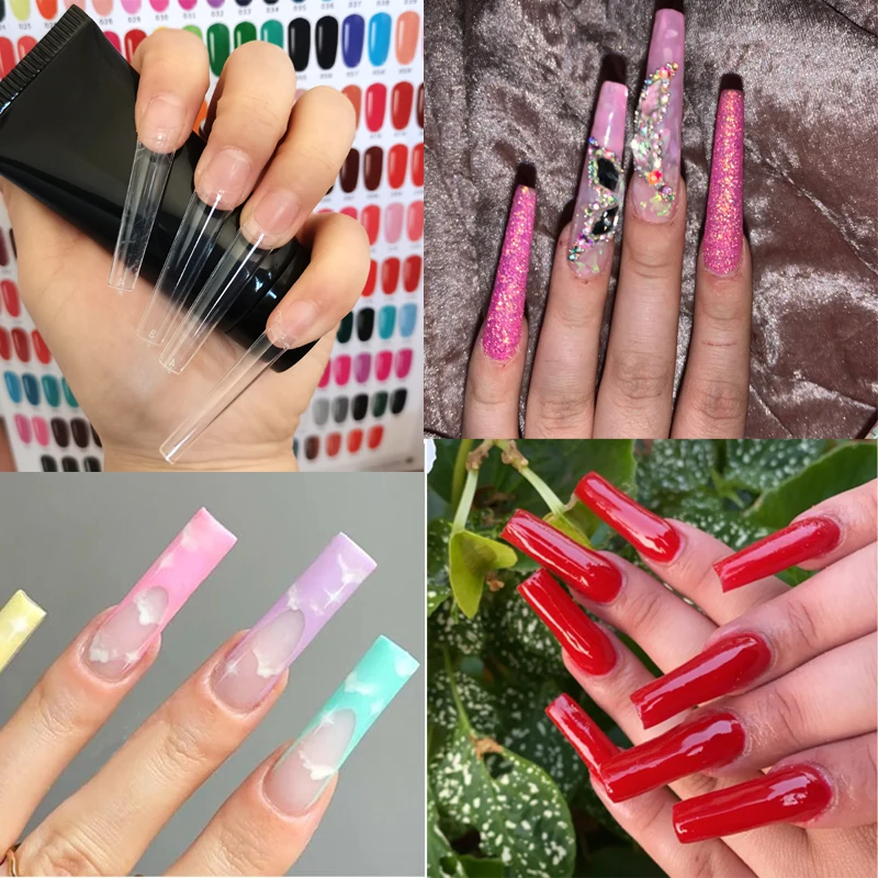 

500 Pcs XXL Extra Long Nature Clear Coffin False Nails Tips Full Cover Square Fake Nails Tips Ballerina C Curve Salon Manicure