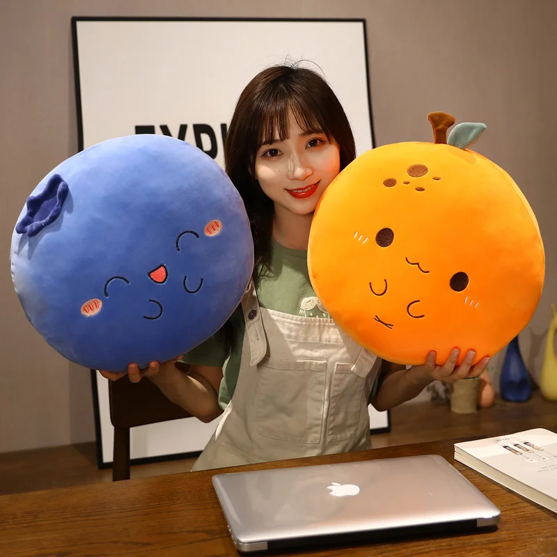 Almohada de peluche de frutas para dormir, coj&iacute;n suave de color naranja, azul, melocot&oacute;n, Kawaii, decoraci&oacute;n para sof&aacute; y cama-5