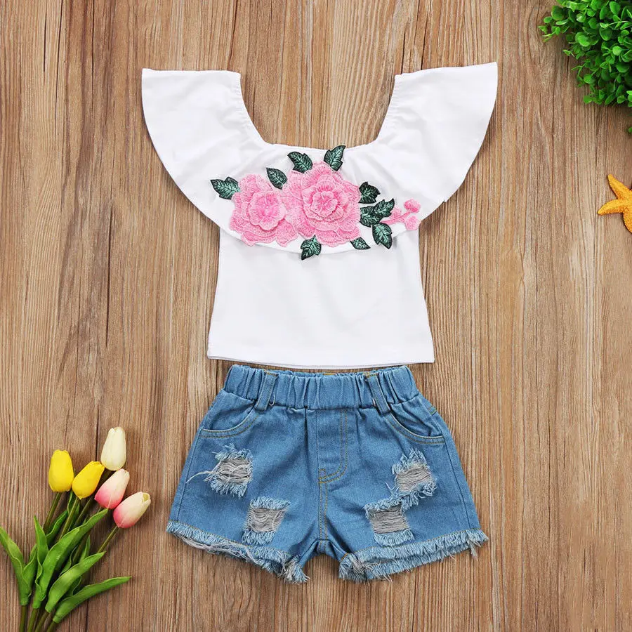 2 шт. детские джинсовые шорты и рубашки для девочек | Мать ребенок