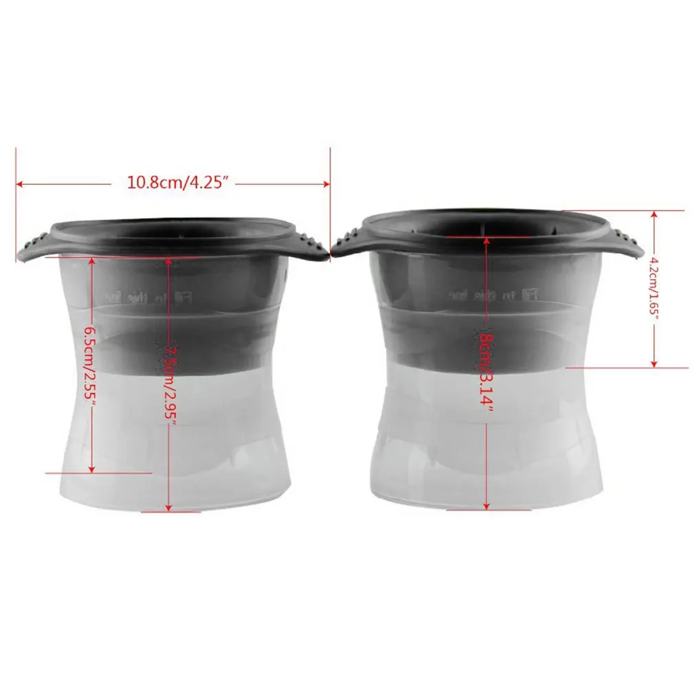 

2pcs Sphere Round Large Ice Molds Portable Ice Cube Ball Maker Non-toxic Safe Silicone Molds for Whiskey Cocktail Dropshipping