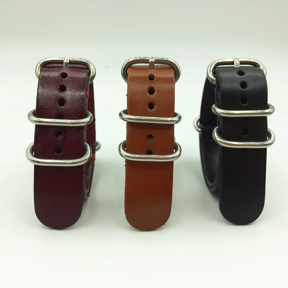 18 мм 20 мм 22 мм 24 мм армейский спортивный кожаный ремешок для часов NATO ремешок для часов ремешок с пряжкой ремешки для часов черный, коричневый, винно-красный