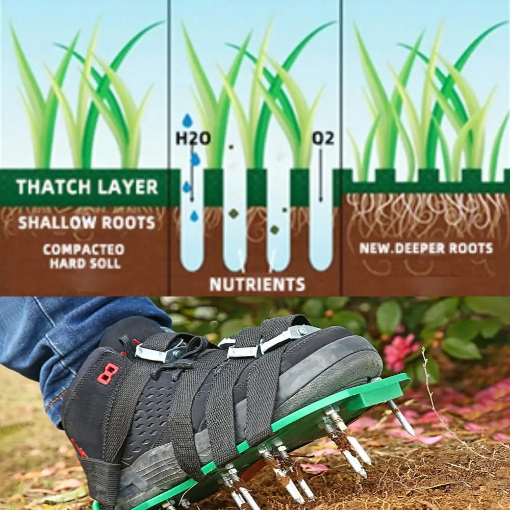 

1Pair Grass Spiked Gardening Walking Revitalizing Lawn Aerator Sandals Shoes Nail Shoes Tool Nail Cultivator Yard Garden Tool