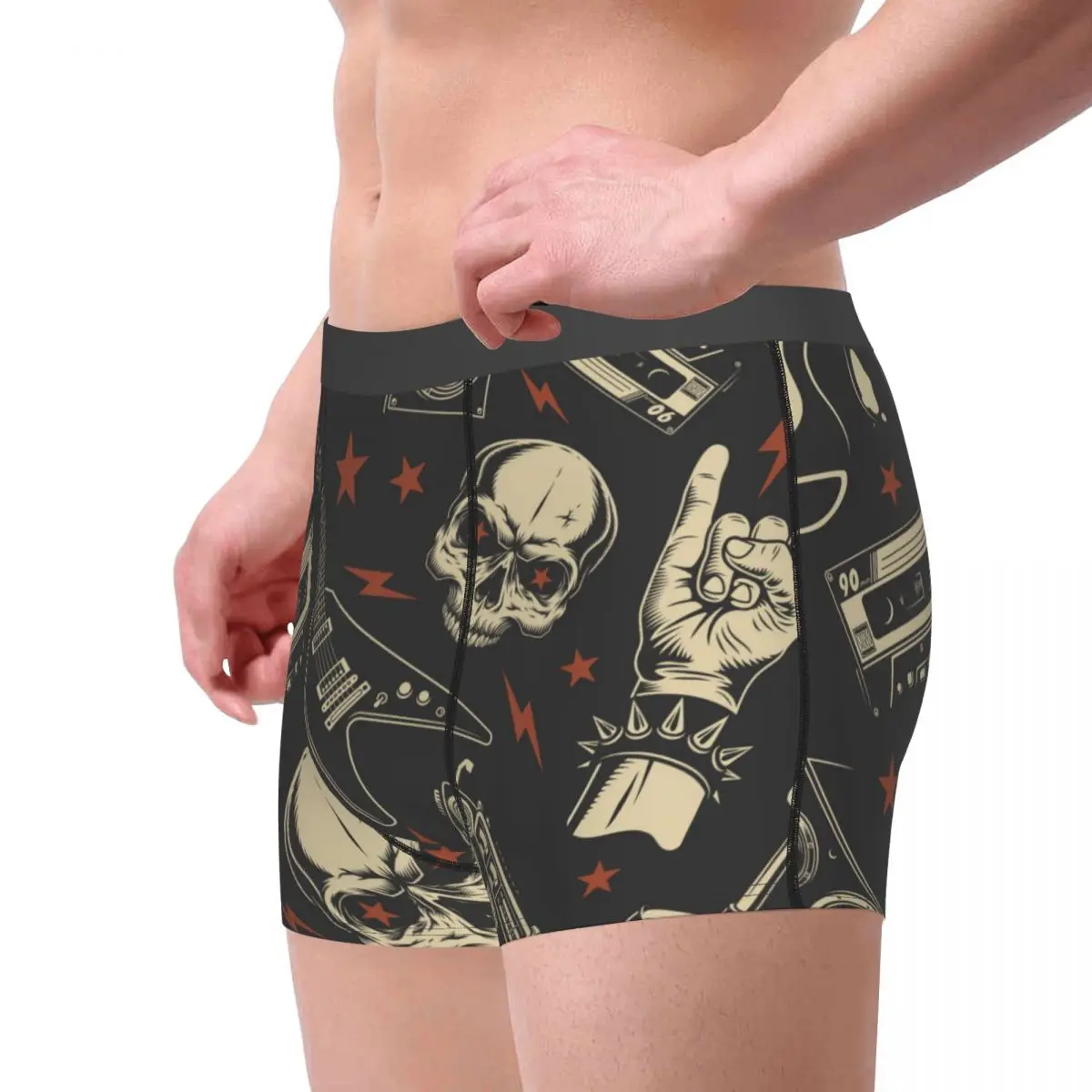 Мужские боксеры сексуальное нижнее белье с черепом музыкальная электрическая