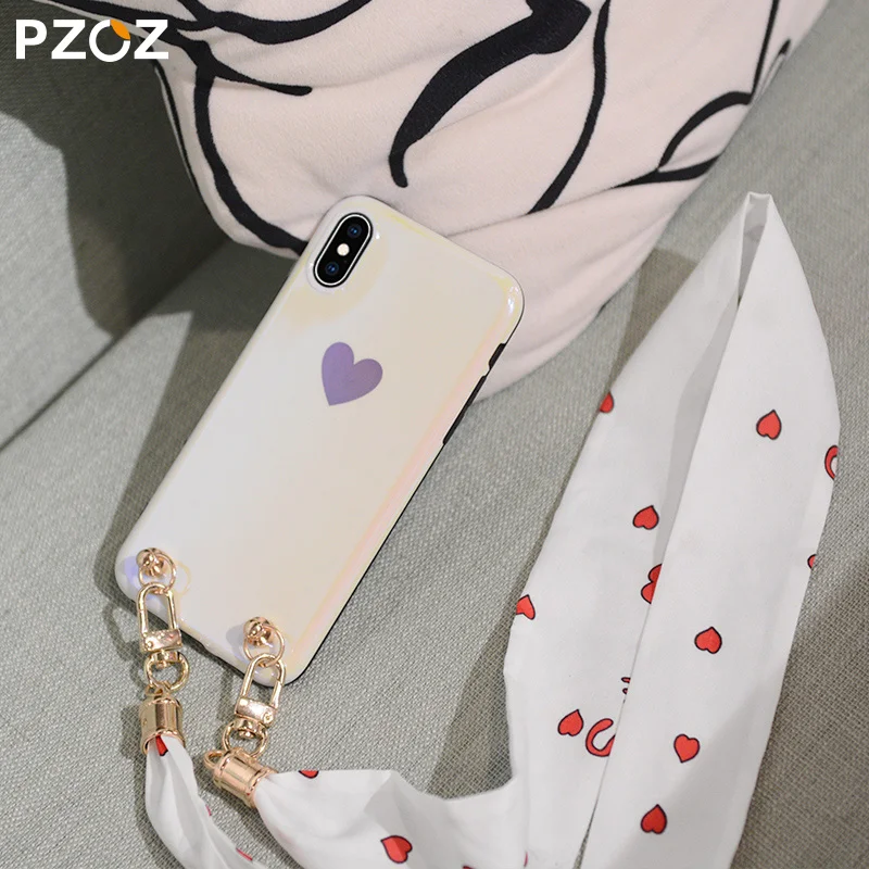 PZOZ Phone Case lanyard Strap For iPhone X XS MAX XR Shockproof Protection Case Anti-loss DIY Hang Wave Rope Fashion Neck Strap