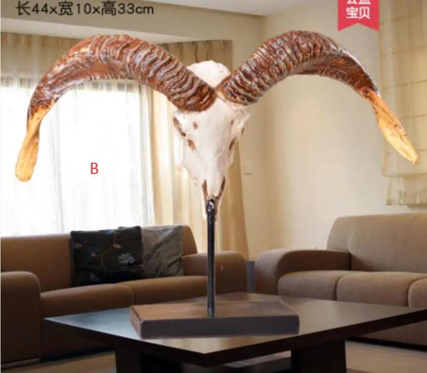 Смола ретро животное овечья голова ремесла гостиная атмосферная быка украшение