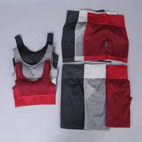 3pcs seamless yoga set women fitness clothing workout sportswear gym leggings sport bra crop top shirts sports suit