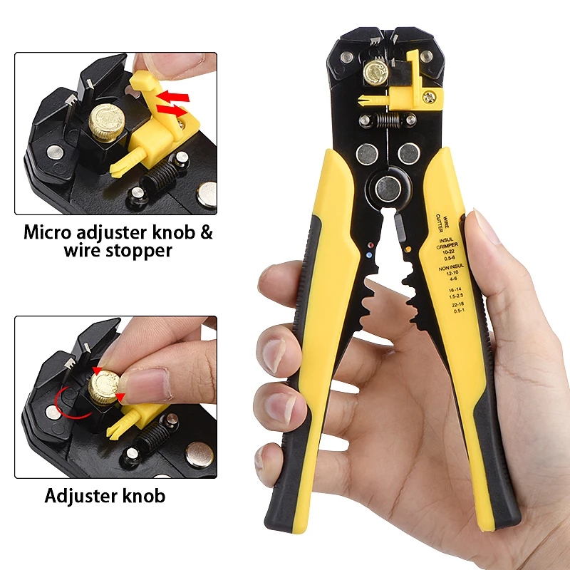 

TEZEN Automatic Stripper Wire Cutter Multifuncton Cutter Crimper Tools Cable Stripper Decrustation Pliers Electrician Tool