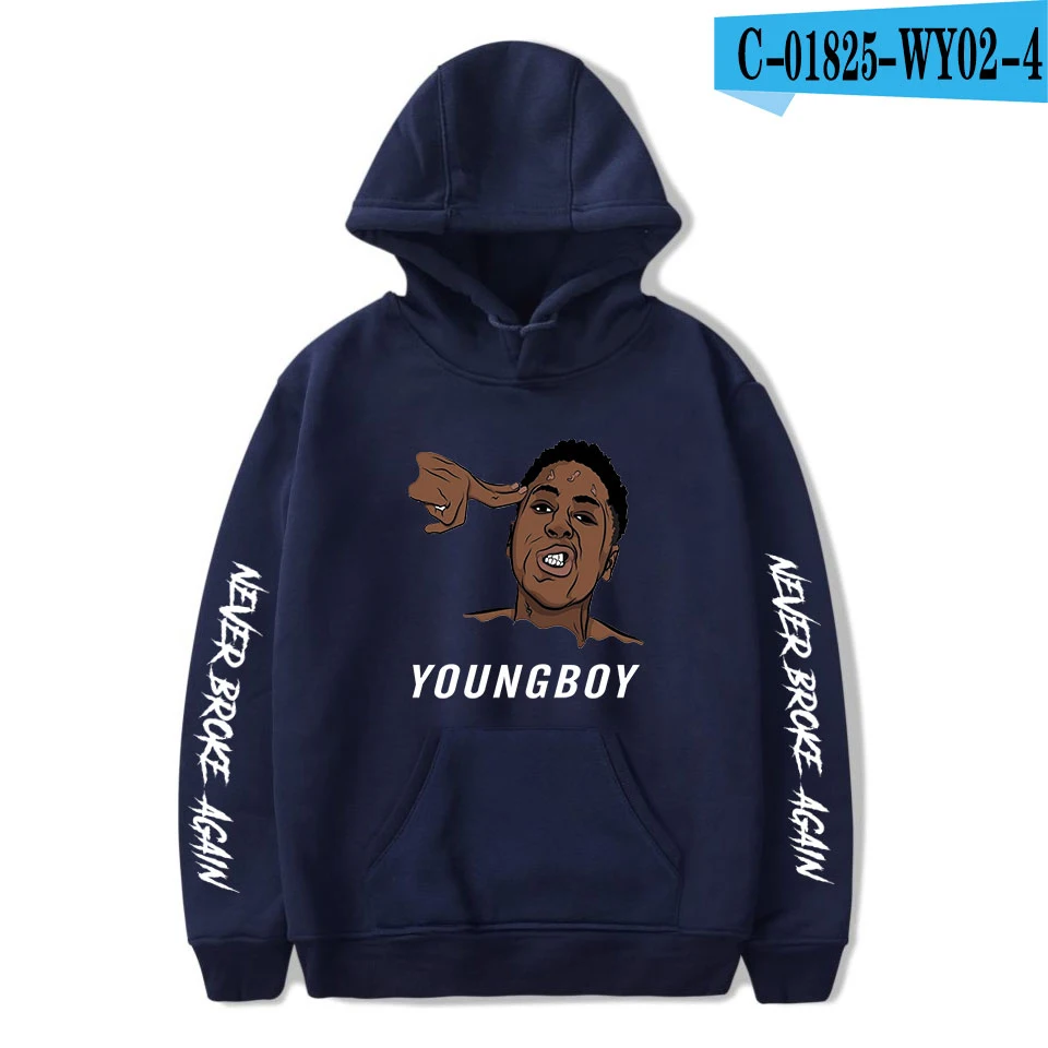 YoungBoy Never Broke agne хип-хоп Толстовка для мужчин/женщин Хлопок Весна Осень мужские толстовки с принтом Повседневная Толстовка - Цвет: navy bule